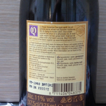 La Trappe Quadrupel Oak Aged Batch 21 back